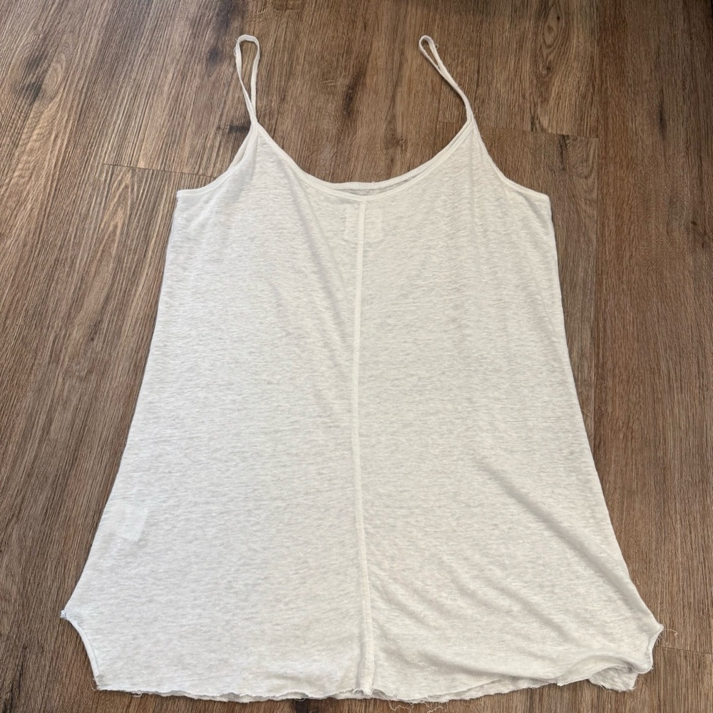 Brochu Walker Tank Top Women’s Small White 100% Linen Cami Minimalist Beach - Picture 2 of 7